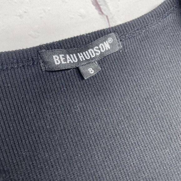 Beau Hudson Kids Size 8 Signature Cardigan Black Ribbed Knit Cotton Blend - Picture 4 of 6